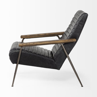Grosjean Black Leather Wrap Metal Frame Accent Chair