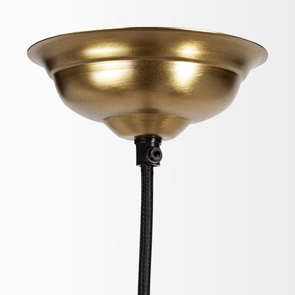 Prima 9.5x12.5 Gold Metal and Glass Pyramid Pendant Light