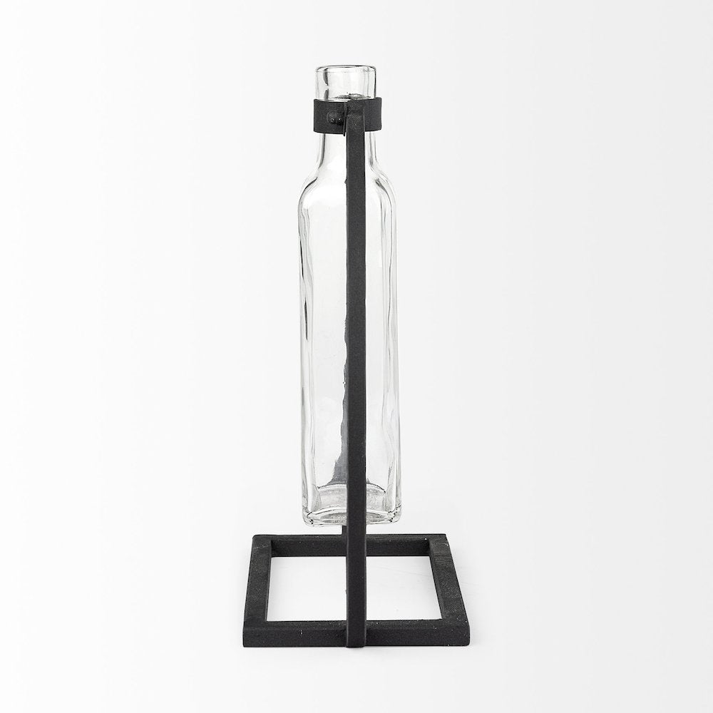 Monica II Tall Black Metal Glass Bottle Vase