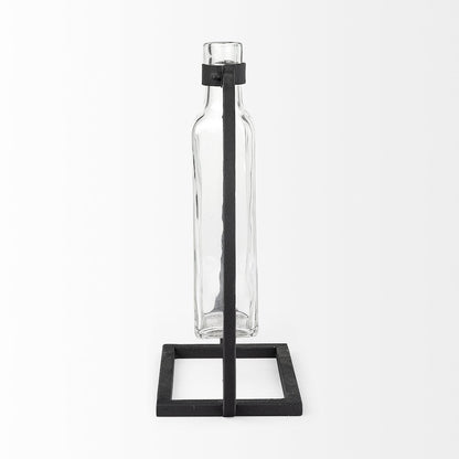Monica II Tall Black Metal Glass Bottle Vase