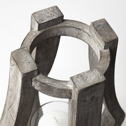 Brillion Small Rustic Wood Metal Table Candle Holder