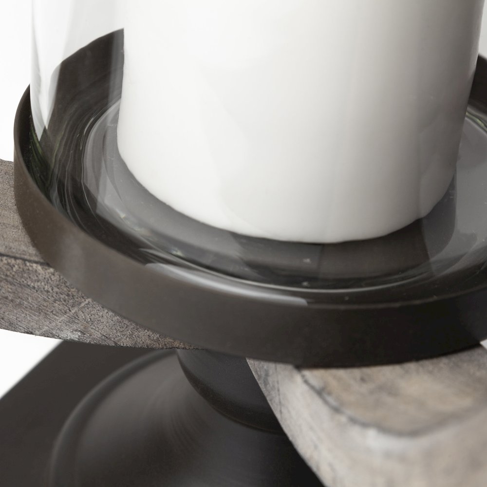Brillion Large Rustic Wood Metal Table Candle Holder
