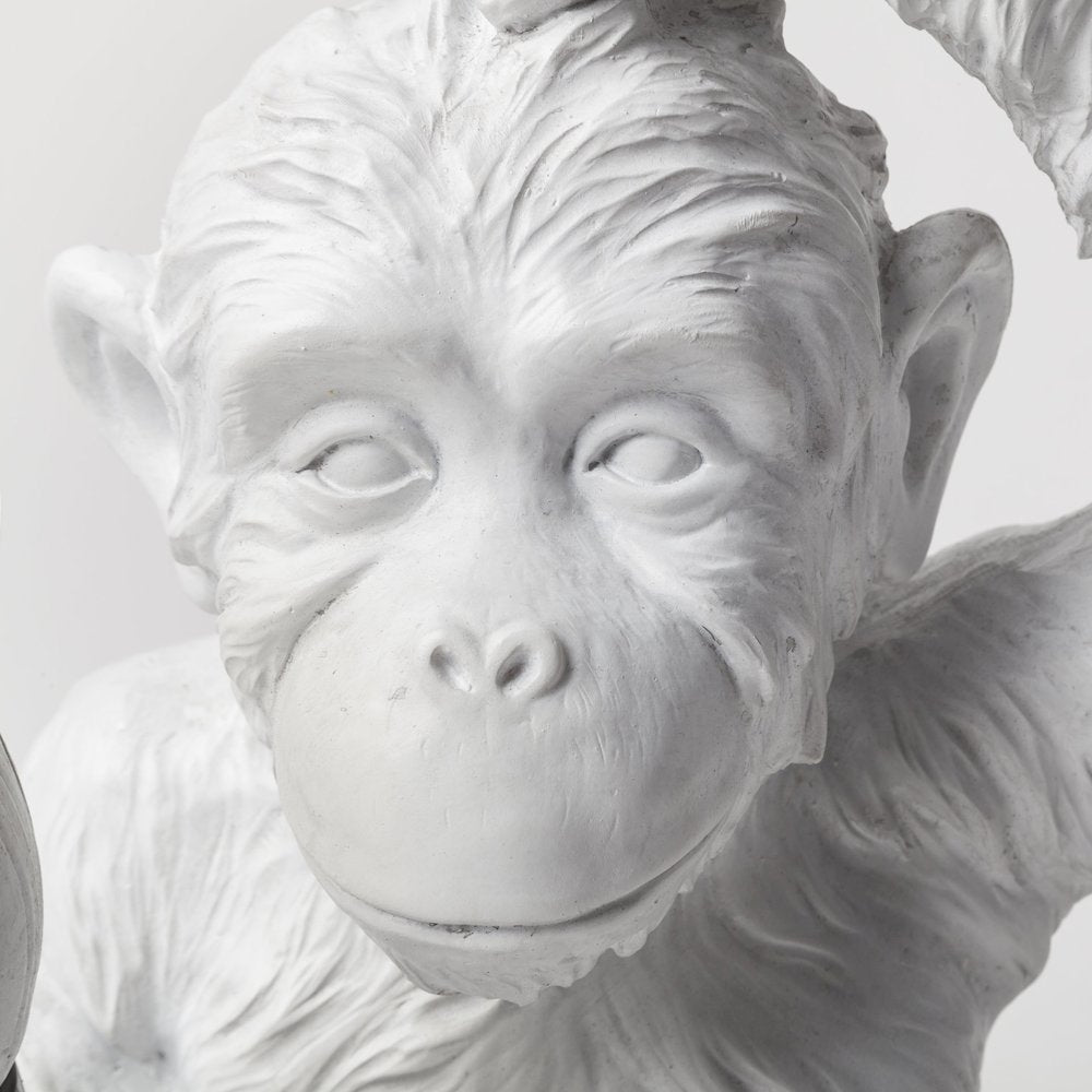 Simia (12"H) White Resin Playful Monkey Table Lamp