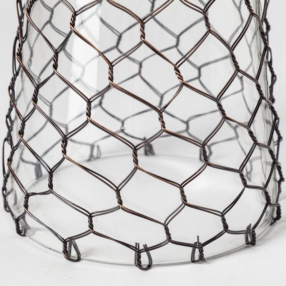 Shandra I Small Glass w/Metal Wire Snakeskin Pattern Table Candle Holder