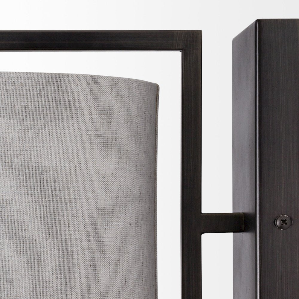 Smithe I 9x13 Black Toned Metal Cream Lampshade Wall Sconce