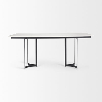 Tanner 71L x 35W Rectangular White Marble Metal Base Dining Table