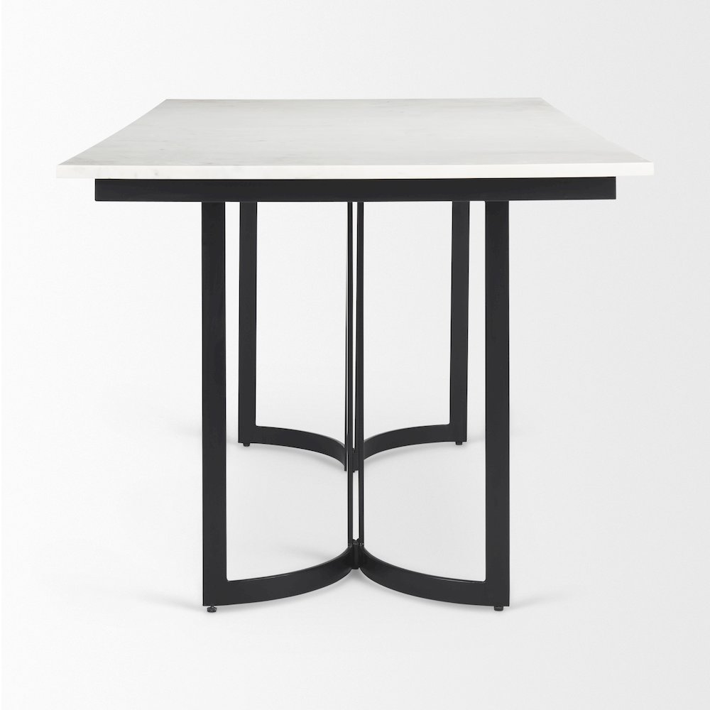 Tanner 71L x 35W Rectangular White Marble Metal Base Dining Table