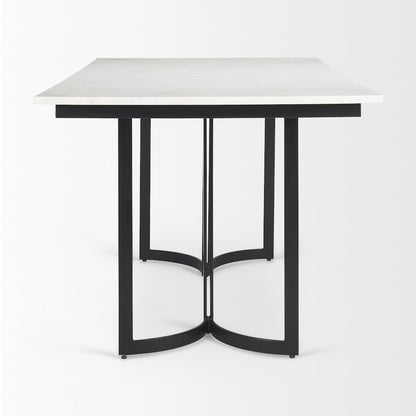Tanner 71L x 35W Rectangular White Marble Metal Base Dining Table