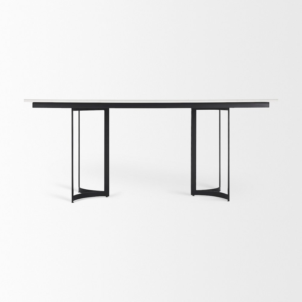 Tanner 71L x 35W Rectangular White Marble Metal Base Dining Table