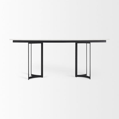 Tanner 71L x 35W Rectangular White Marble Metal Base Dining Table
