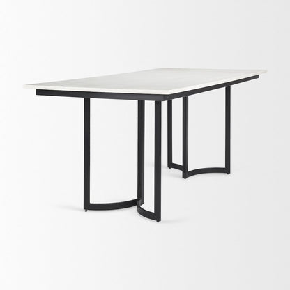 Tanner 71L x 35W Rectangular White Marble Metal Base Dining Table