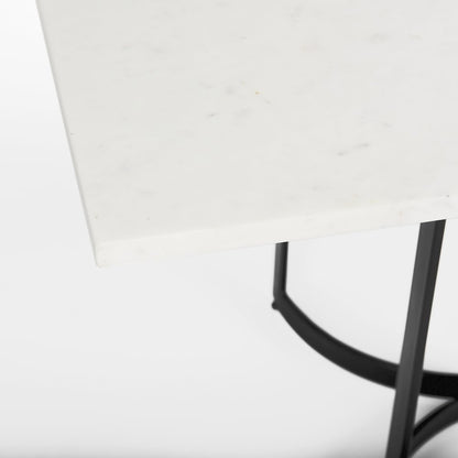 Tanner 71L x 35W Rectangular White Marble Metal Base Dining Table