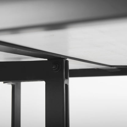 Tanner 71L x 35W Rectangular White Marble Metal Base Dining Table