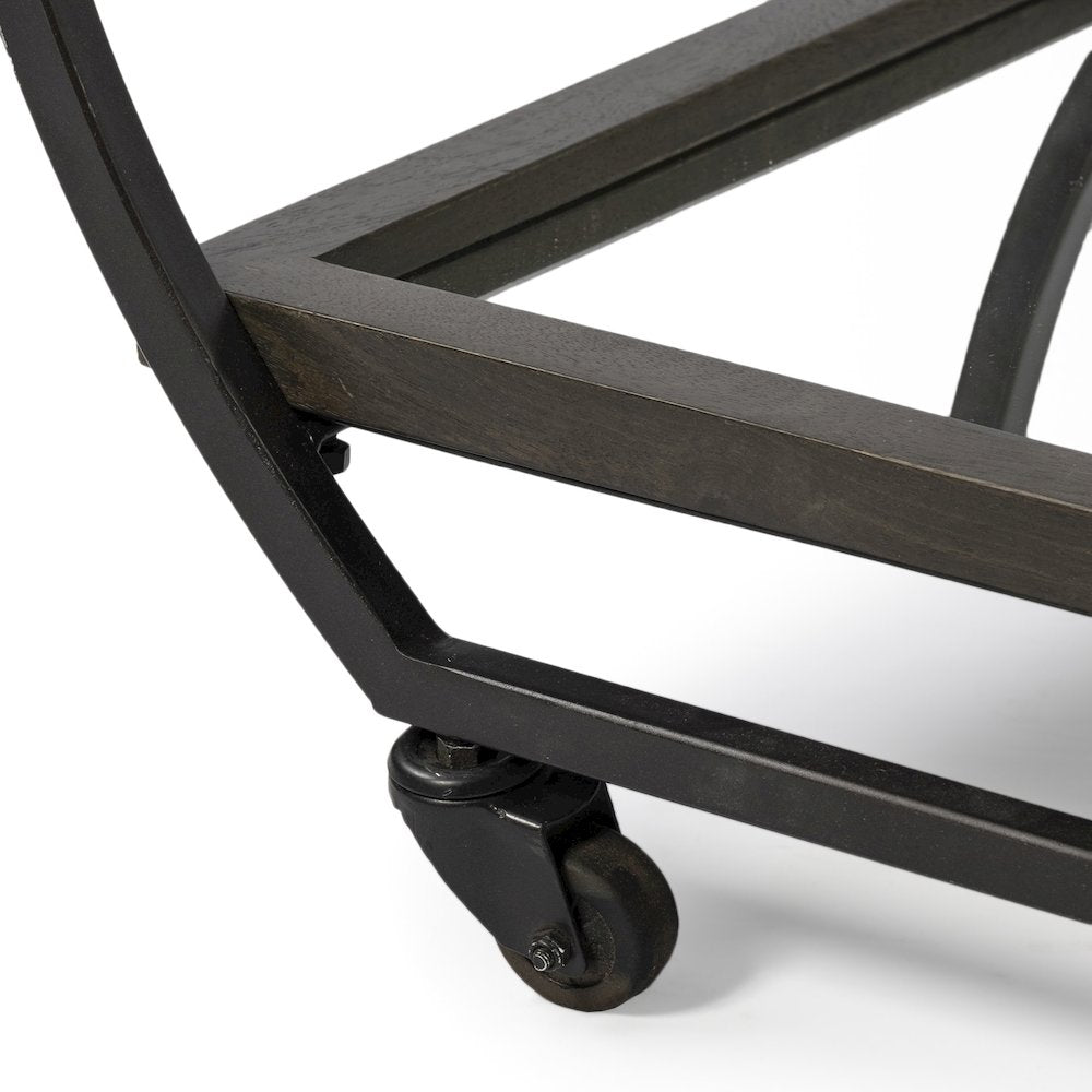 Chriselle Black Metal And Glass Two Tier Bar Cart