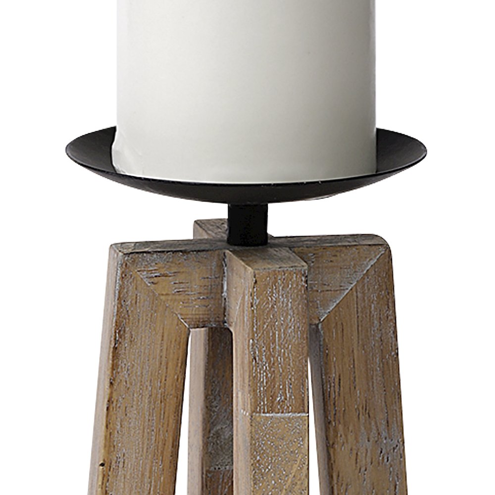Astra Small Light Brown Wood Pedestal Base Table Candle Holder