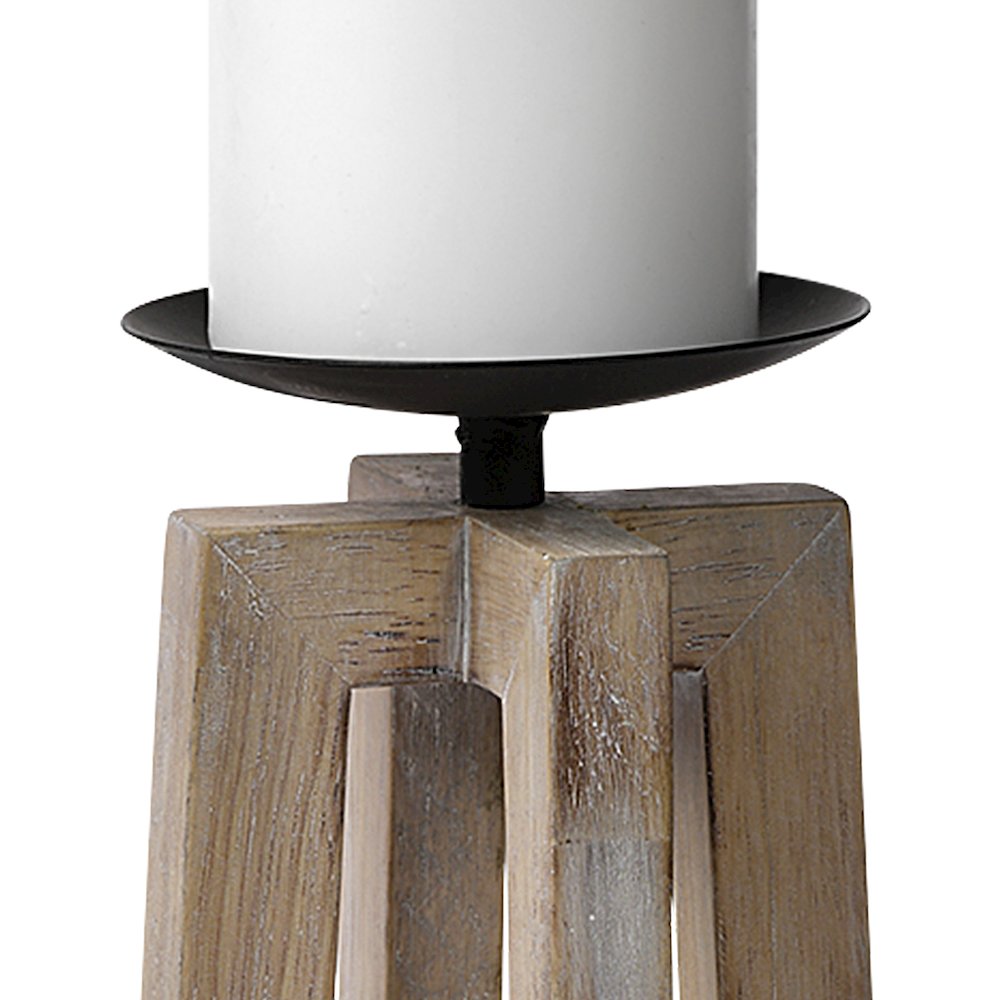 Astra Large Light Brown Wood Pedestal Base Table Candle Holder