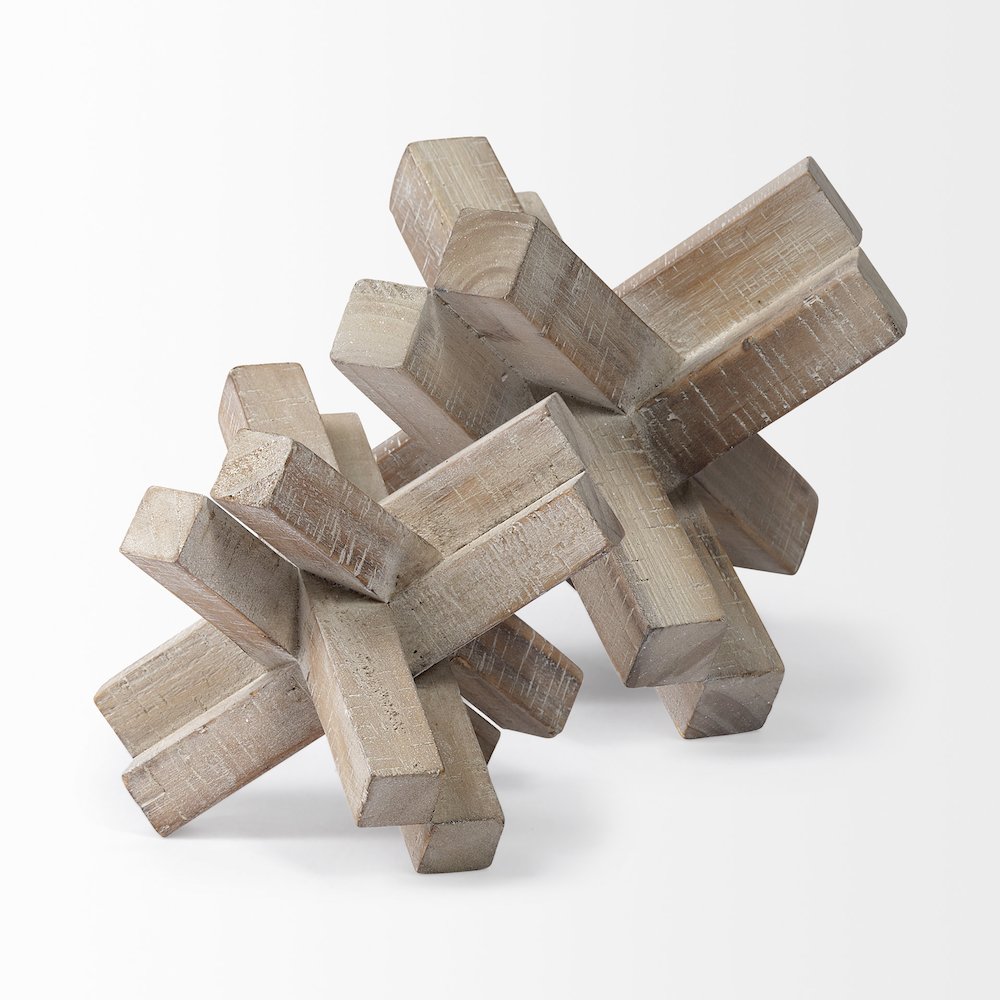 Vega II (Large) 7L x 7W Natural Wood Jack Object