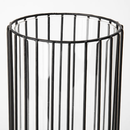 Velo II Large Black Metal Cylindrical Table Candle Holder
