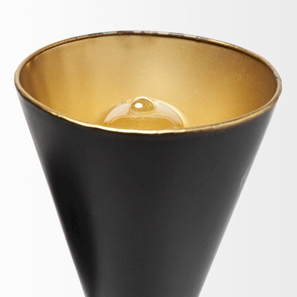 Eris II 7.3x12.6 Black Metal w/Gold Accent Double-Cone Wall Sconce