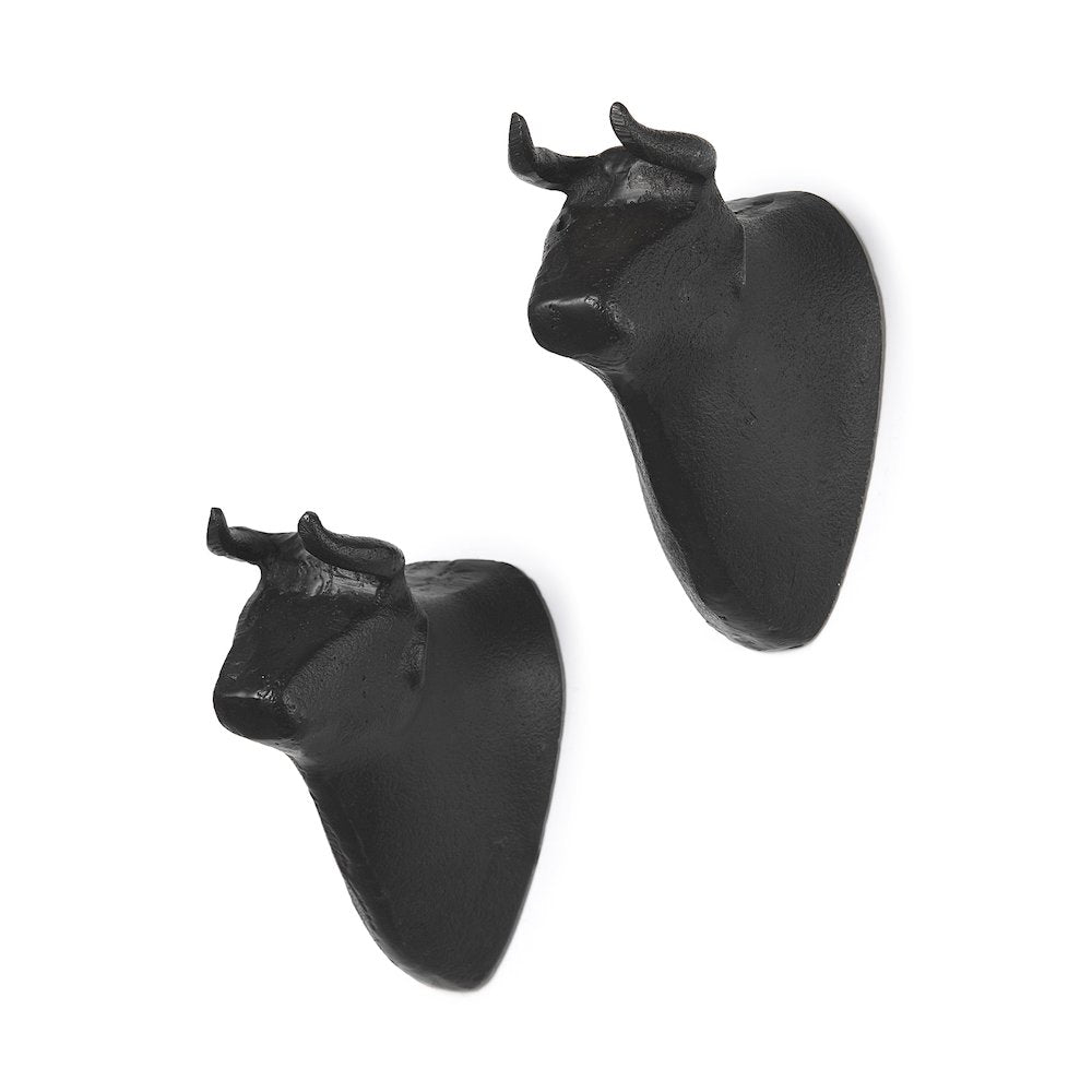 Taurus IV (Set of 2) Black Cast Aluminum Bull Wall Decor