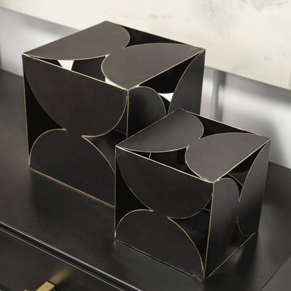 Darren (Small) 6L x 6W Black Metal Decorative Cube