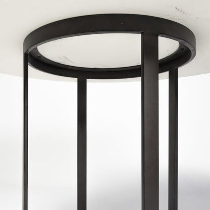 Tanner 48" Round White Marble Top Black Metal Base Dining Table