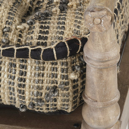 Fullerton II 57L x 21W Jute Patterned Top W/Brown Wood Base Accent Bench