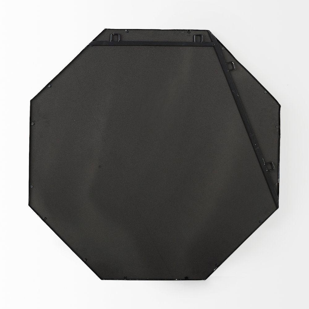 Helix 37" Octogon Black Metal Frame Mirror
