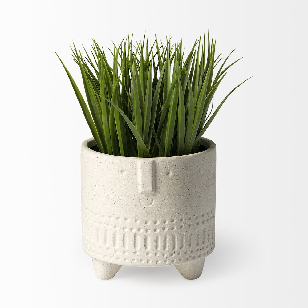 Jacob I Short White Ceramic Smiling Face Vase