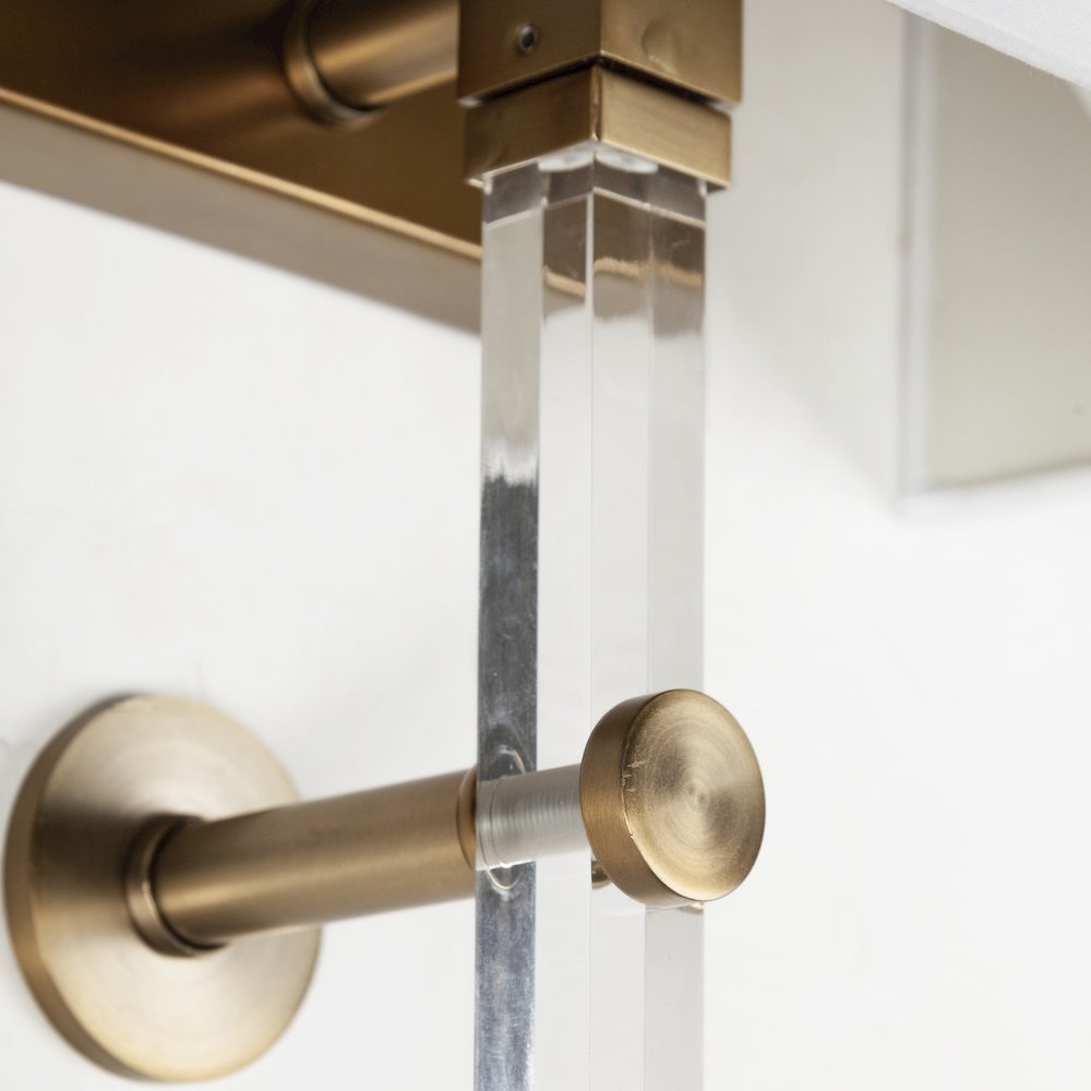 Cantabria 12x30 White Shade Brass/Acrylic Wall Sconce