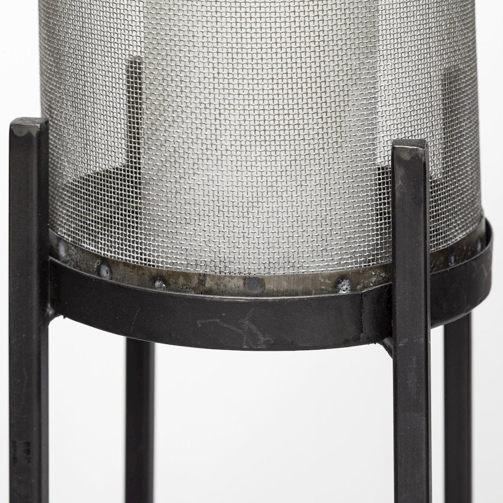 Steen Set of Two Black Meshed Metal Candle Holder Lanterns