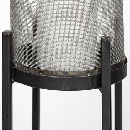 Steen Set of Two Black Meshed Metal Candle Holder Lanterns