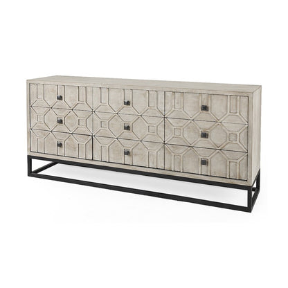 Genevieve II Light Brown Fir Veneer 9 Drawer Sideboard