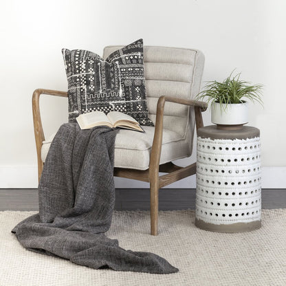 Ajax II Cream Fabric W/ Brown Wooden Frame Accent Chair