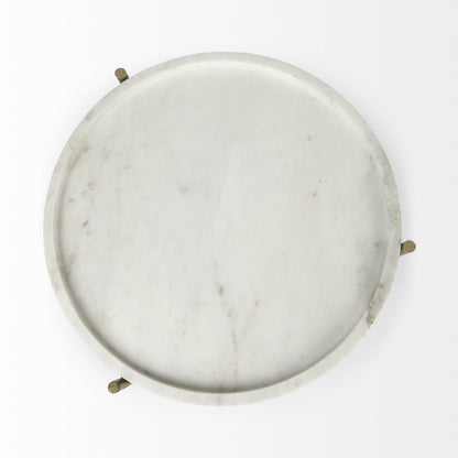 Stella 17L x 17W White Round Marble Top W/Gold Base Accent Table