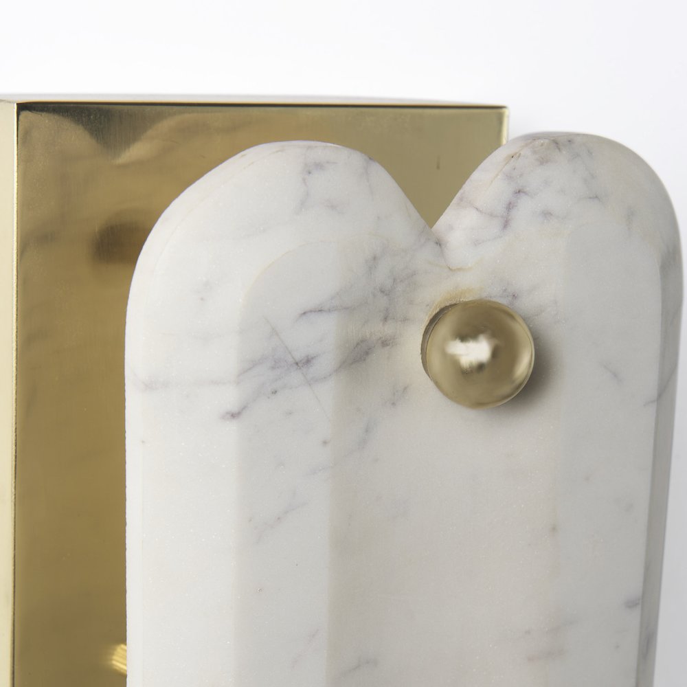 Stein 5L x 6W Gold W/ White Marble Shade Wall Sconce