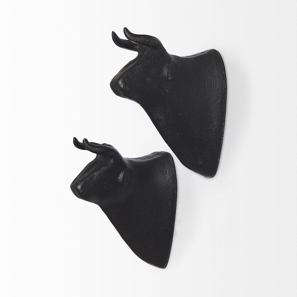 Taurus IV (Set of 2) Black Cast Aluminum Bull Wall Decor