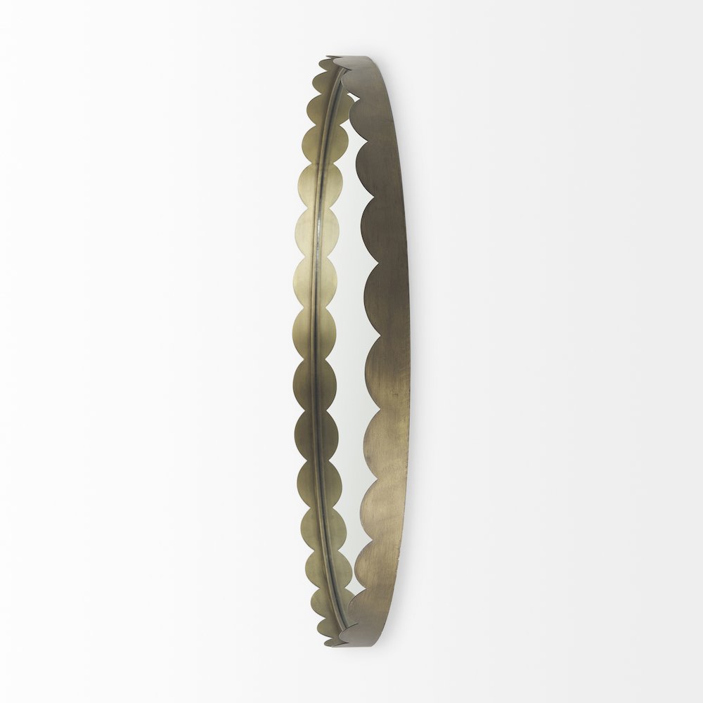 Adelaide 29.7" Gold Metal Scallop Edge Round Mirror