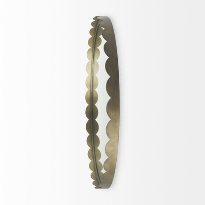 Adelaide 29.7" Gold Metal Scallop Edge Round Mirror