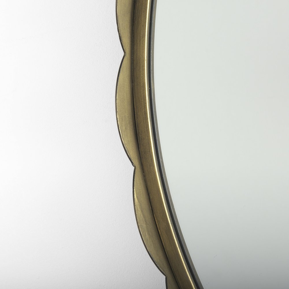 Adelaide 29.7" Gold Metal Scallop Edge Round Mirror