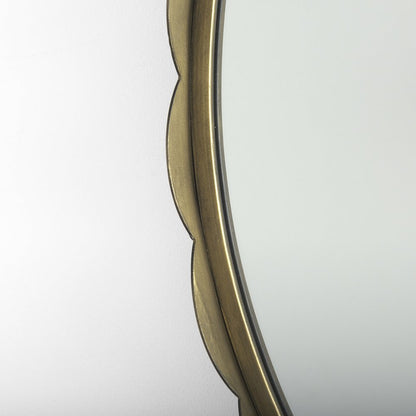Adelaide 29.7" Gold Metal Scallop Edge Round Mirror