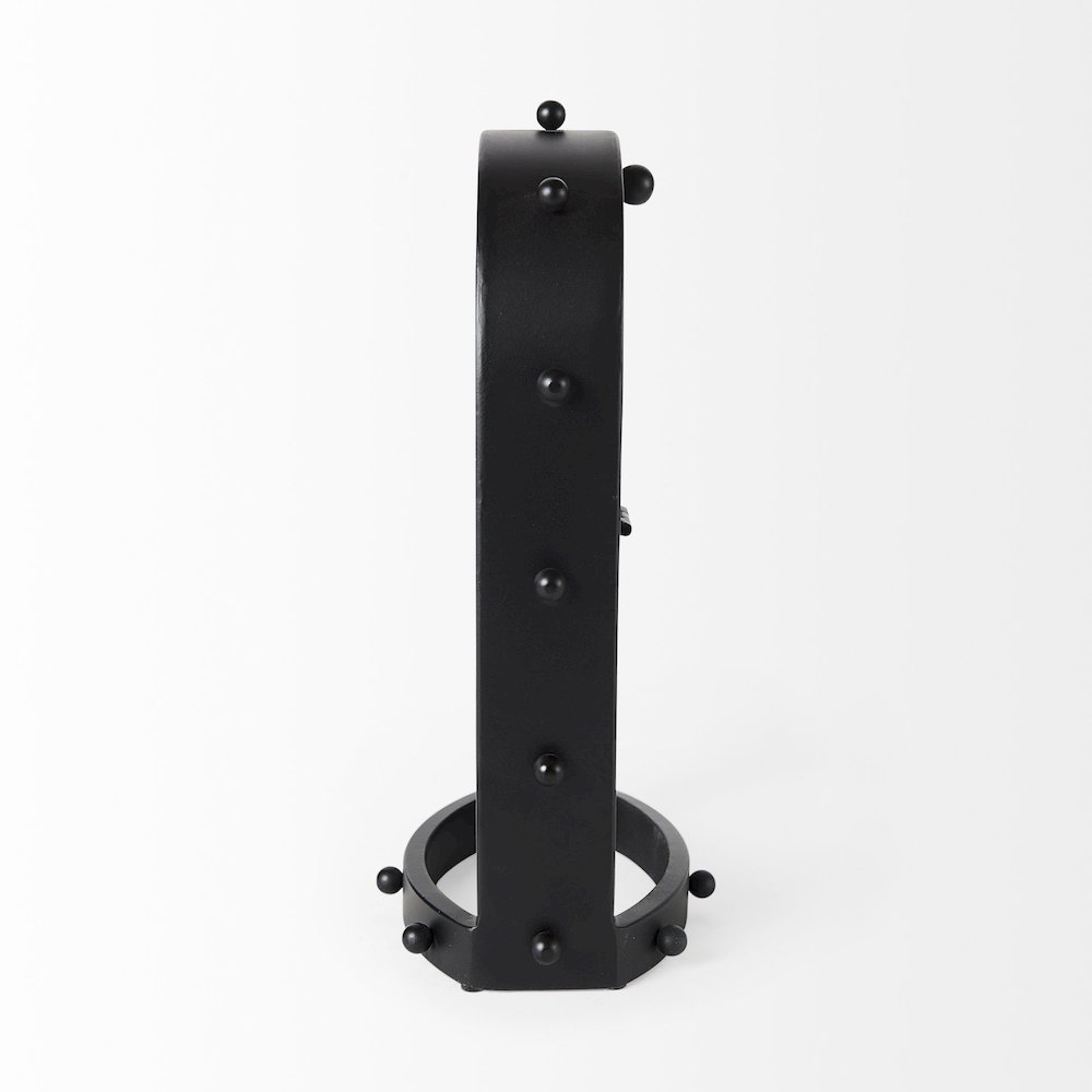 Marian 7.5L x 5.7W x 13.0H Black Studded  Table Clock