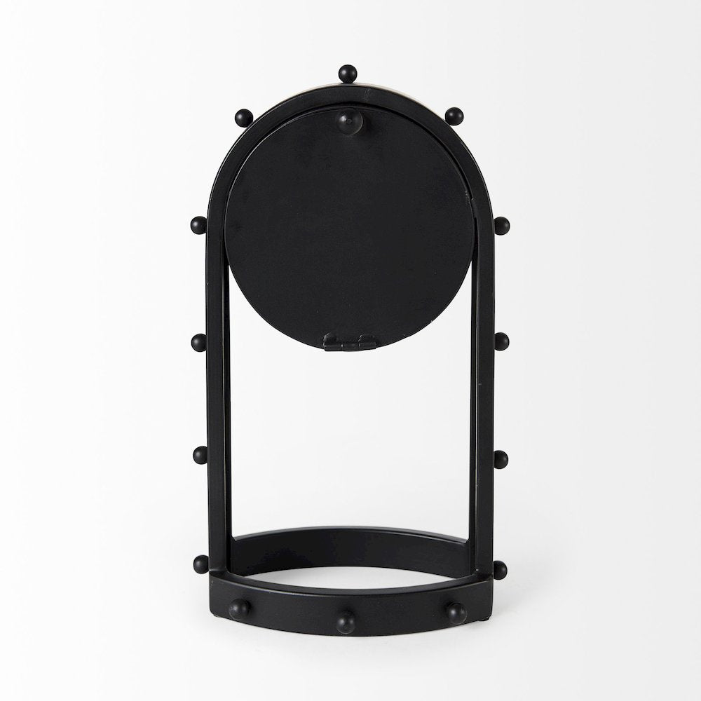 Marian 7.5L x 5.7W x 13.0H Black Studded  Table Clock