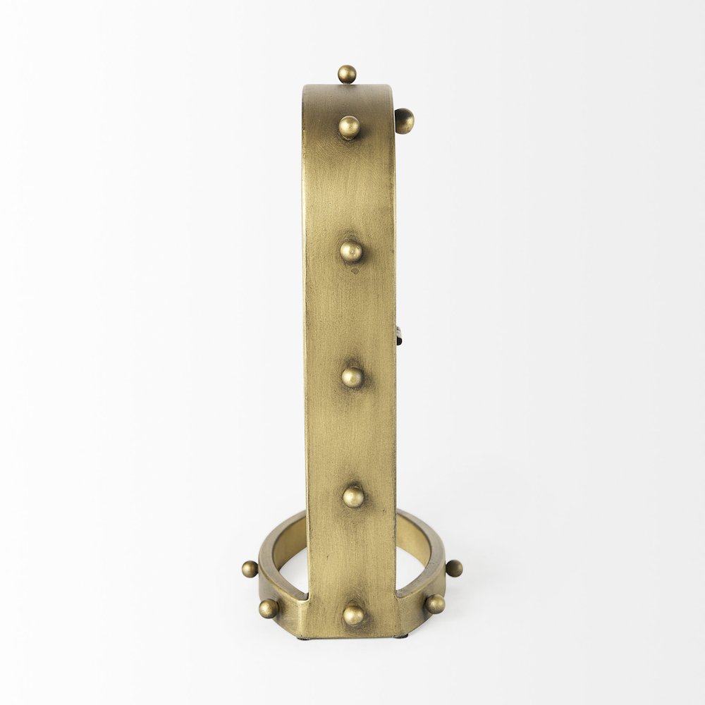 Marian 7.5L x 5.7W x 13.0H Gold Studded Table Clock