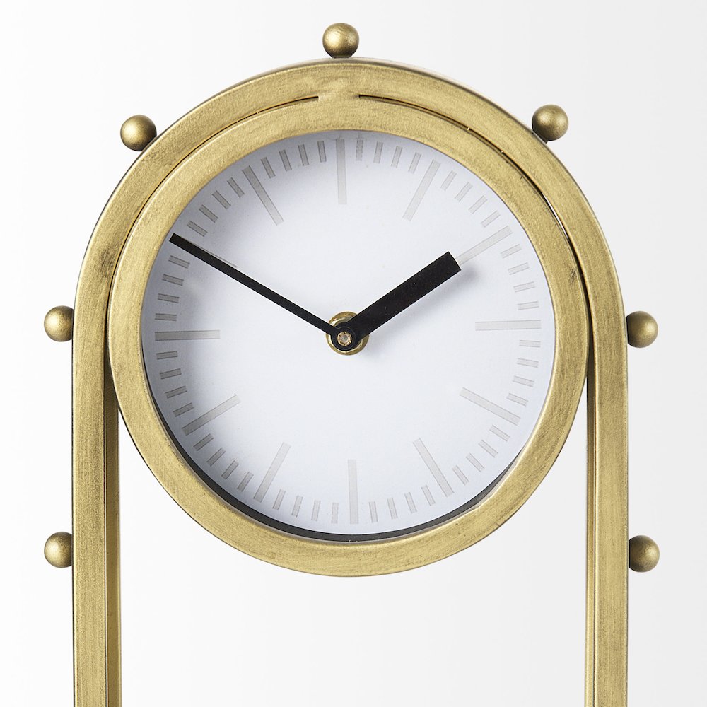 Marian 7.5L x 5.7W x 13.0H Gold Studded Table Clock