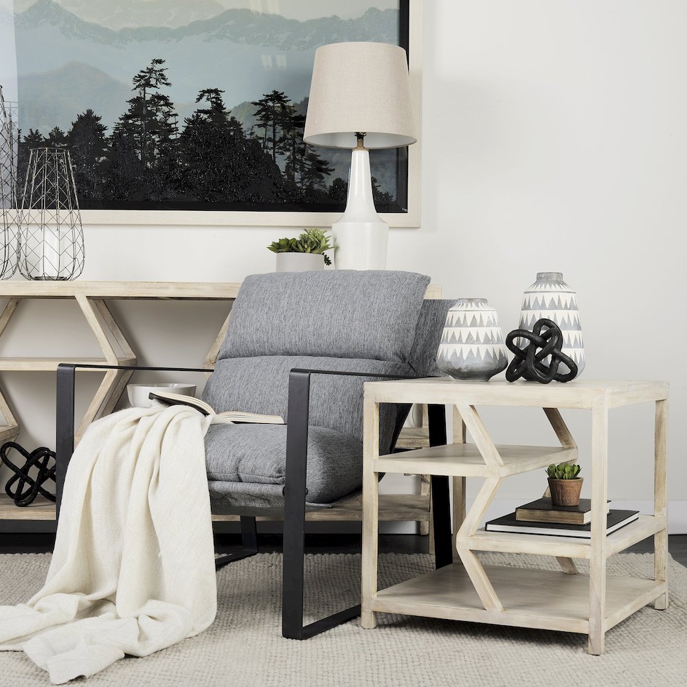 Guilia Castlerock Gray With Metal Frame Sling Accent Chair