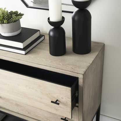 Ciara 32L x 16W Beige Fir Veneer 2 Drawer Accent Cabinet