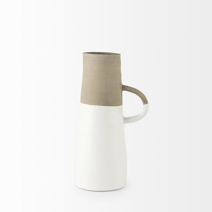 Garand Medium 15H Two-Toned White Natural Ceramic Jug