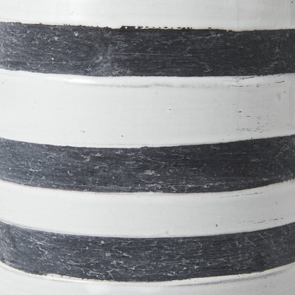 Harmon II  Large White w/ Charcoal Stripes Ceramic Jug