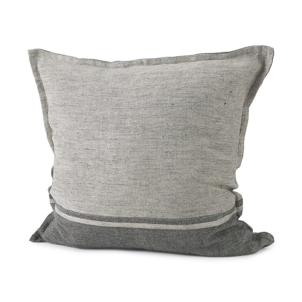 Light Gray and Dark Gray Fabric Color Blocked Decorative Pillow Cover